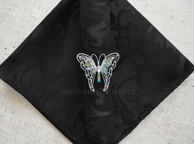 Cloth Dinner Napkin Versailles Chopin Damask Jacquard Polyester 20x20 Black