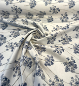 Sunbrella Stem Denim Solution-Dyed Acrylic Fabric - Navy Blue Floral Stems, 54" Width (1 Yard)