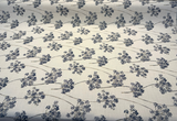 Sunbrella Stem Denim Solution-Dyed Acrylic Fabric - Navy Blue Floral Stems, 54" Width (1 Yard)