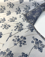 Sunbrella Stem Denim Solution-Dyed Acrylic Fabric - Navy Blue Floral Stems, 54" Width (1 Yard)
