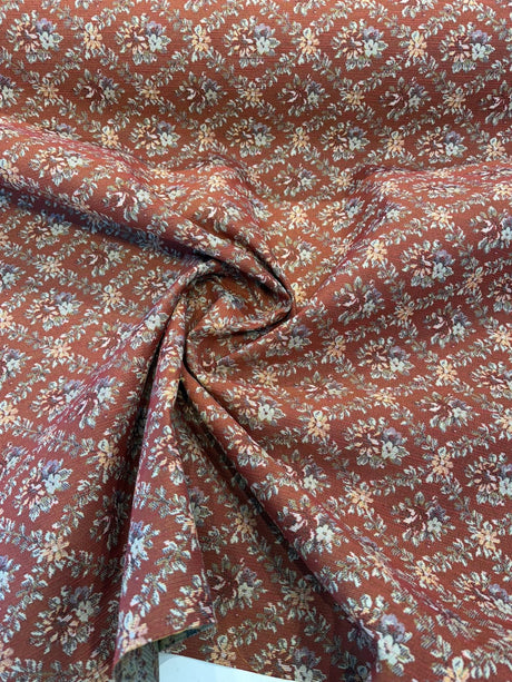 Gladys Salsa Red Flame Frame Floral Bouquet Polyester Cotton Fabric - Red Floral Bouquet Tapestry, 54" Width (1 Yard)