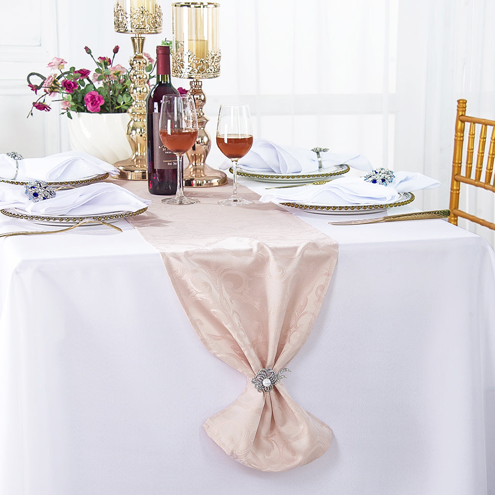 Polyester Table Runner 12x108 Blush Pink/Rose Gold
