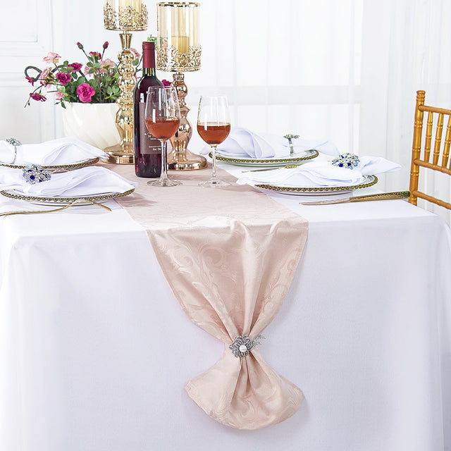 Polyester Table Runner 12x108 Blush Pink/Rose Gold