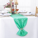 Jacquard Damask Table Runner 12x108 Tiff Blue/Aqua Blue
