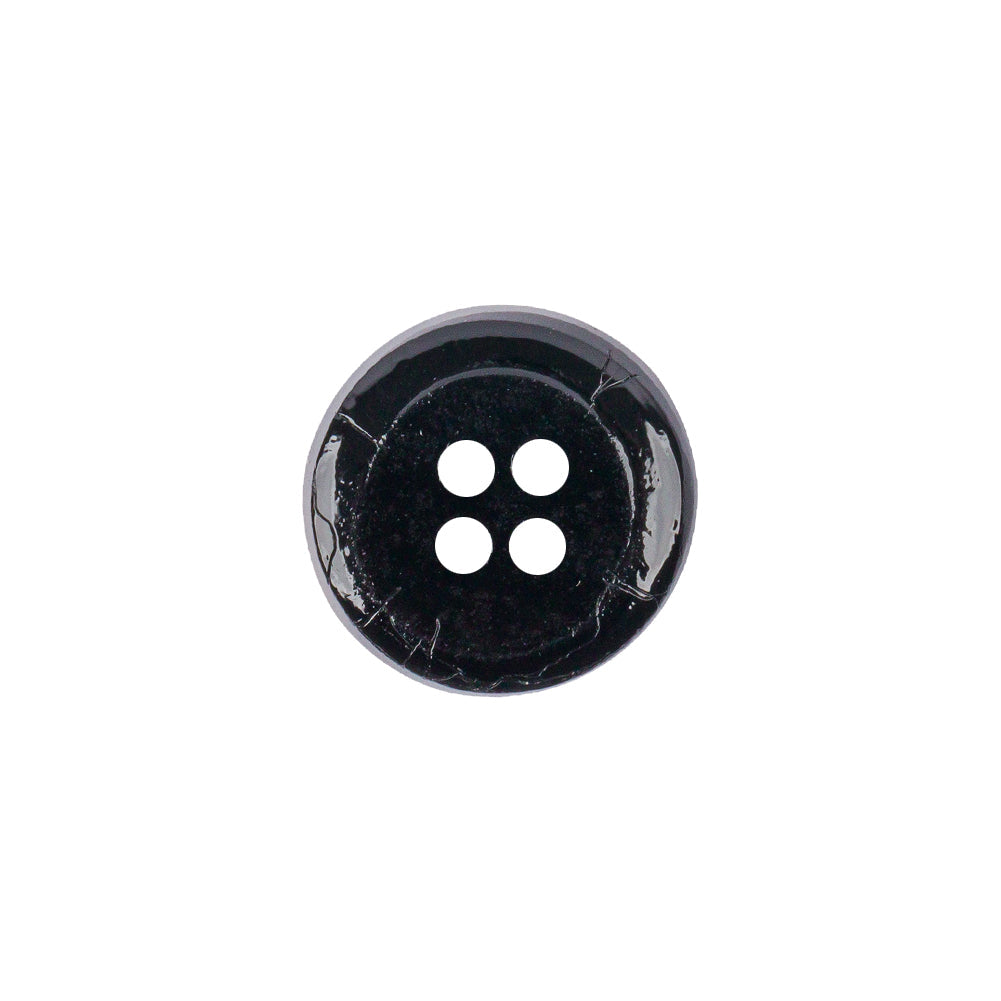 Black and Gold Edged 4-Hole Glass Button - 24L/15mm