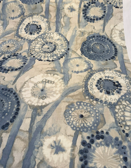 Majorca Denim Cotton Fabric - Abstract Pattern, Denim Blue/Gray/Ivory, 54" Width (By The Yard)