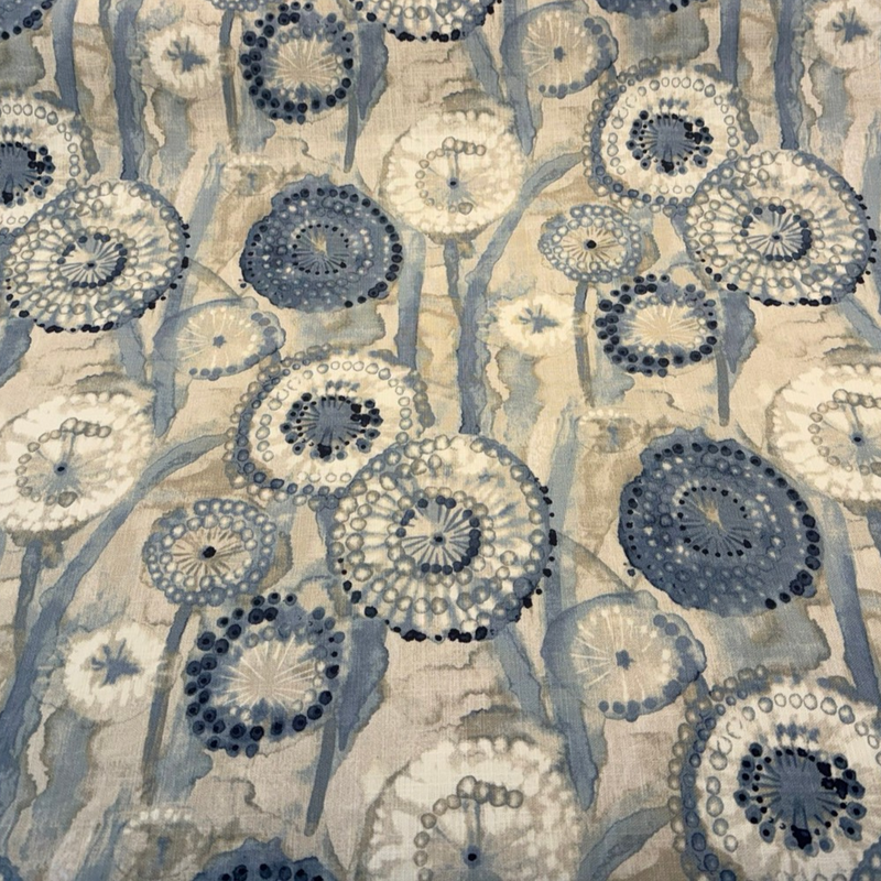 Majorca Denim Cotton Fabric - Abstract Pattern, Denim Blue/Gray/Ivory, 54" Width (By The Yard)