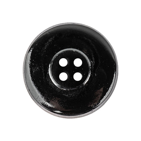 Black and Gold Edged 4-Hole Glass Button - 42L/27mm