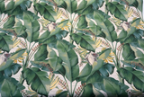 Among Fronds Aloe Cotton Fabric - Leaf Green, Bottle Green, Aloe, Rose, Golden Botanical Print, 54" Width (1 Yard)