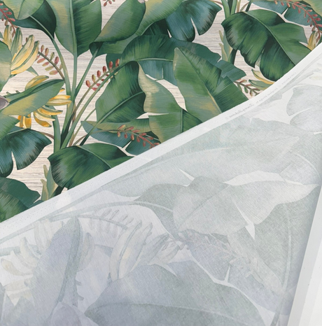 Among Fronds Aloe Cotton Fabric - Leaf Green, Bottle Green, Aloe, Rose, Golden Botanical Print, 54" Width (1 Yard)