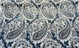 Waverly Plumtree Paisley Ink Linen Cotton Fabric - Blue Ink Paisley, 56" Width (1 Yard)
