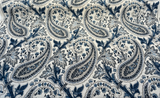 Waverly Plumtree Paisley Ink Linen Cotton Fabric - Blue Ink Paisley, 56" Width (1 Yard)