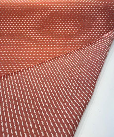 Sunbrella Royale Clay Acrylic Fabric - Terracotta Orange With Ivory Tufted Dots, 54" Width (1 Yard)