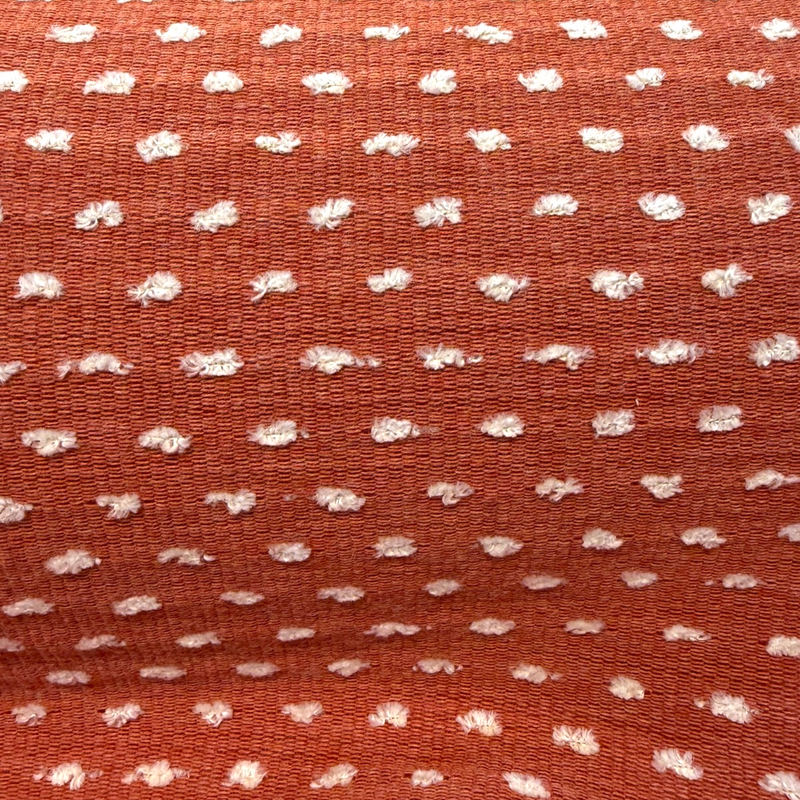 Sunbrella Royale Clay Acrylic Fabric - Terracotta Orange With Ivory Tufted Dots, 54" Width (1 Yard)