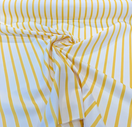 Sunbrella Lido Acrylic Fabric - Buttercup Yellow/White Stripes, 54" Width (1 Yard)