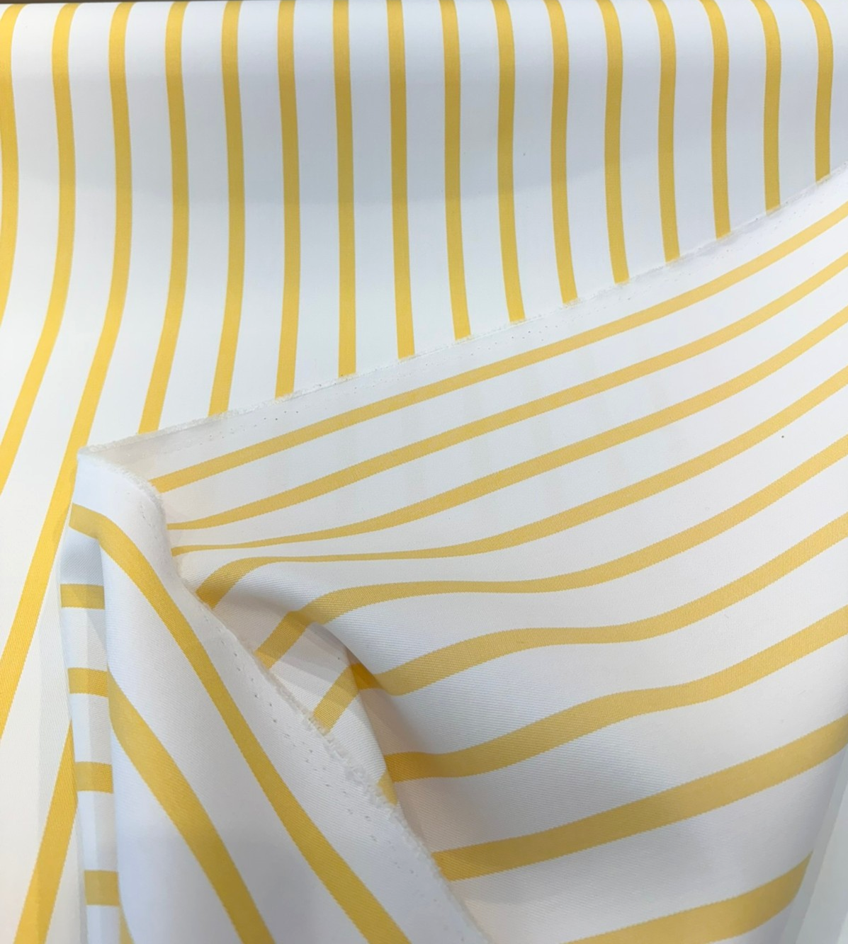 Sunbrella Lido Acrylic Fabric - Buttercup Yellow/White Stripes, 54" Width (1 Yard)