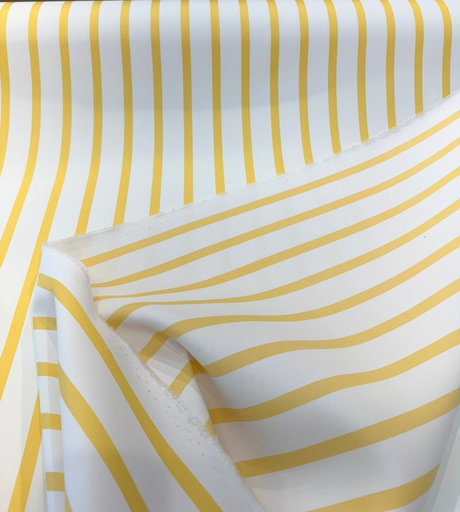Sunbrella Lido Acrylic Fabric - Buttercup Yellow/White Stripes, 54" Width (1 Yard)