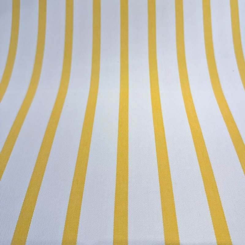 Sunbrella Lido Acrylic Fabric - Buttercup Yellow/White Stripes, 54" Width (1 Yard)
