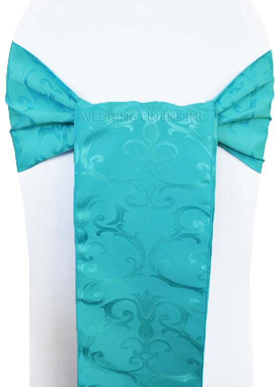 Jacquard Chair Sash 7.5x108 Turquoise