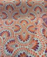 Sunbrella Plume Sunset Sunbrella Acrylic Fabric - Plum Purple/Orange/Taupe Medallion, 54" Width (1 Yard)