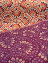 Sunbrella Plume Sunset Sunbrella Acrylic Fabric - Plum Purple/Orange/Taupe Medallion, 54" Width (1 Yard)