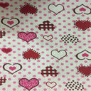 Polka Dot Heart Printed Poly Cotton Fabric - Polka Dot Heart Print, Pink, 59" Width (1 Yard)