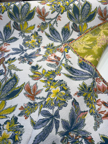 Sunbrella Biba Tropics Sunbrella Acrylic Fabric - Biba Floral Citron/Sangria, Tropical Floral Botanical, 56" Width (1 Yard)