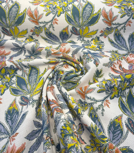Sunbrella Biba Tropics Sunbrella Acrylic Fabric - Biba Floral Citron/Sangria, Tropical Floral Botanical, 56" Width (1 Yard)