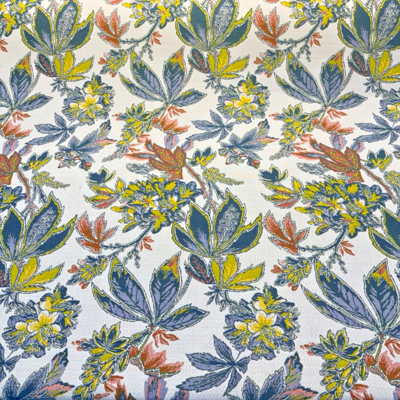 Sunbrella Biba Tropics Sunbrella Acrylic Fabric - Biba Floral Citron/Sangria, Tropical Floral Botanical, 56" Width (1 Yard)