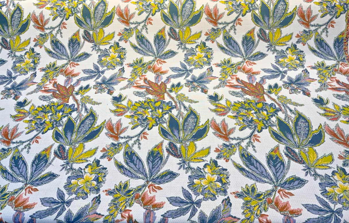 Sunbrella Biba Tropics Sunbrella Acrylic Fabric - Biba Floral Citron/Sangria, Tropical Floral Botanical, 56" Width (1 Yard)