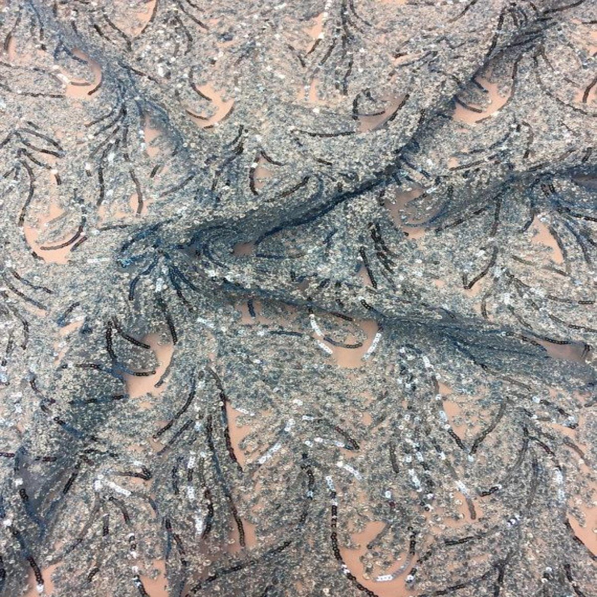 Floral Sequin Lace Fabric 52" Wide Polyester