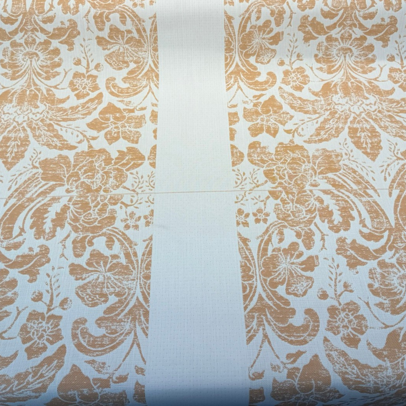 Sunbrella Eleanor Pillow Apricot Sunbrella Acrylic Fabric - Apricot/Soft Gold On White Floral Damask, 56" Width (1 Yard)