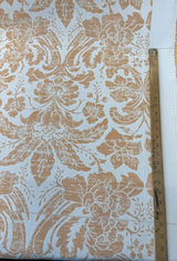 Sunbrella Eleanor Pillow Apricot Sunbrella Acrylic Fabric - Apricot/Soft Gold On White Floral Damask, 56" Width (1 Yard)
