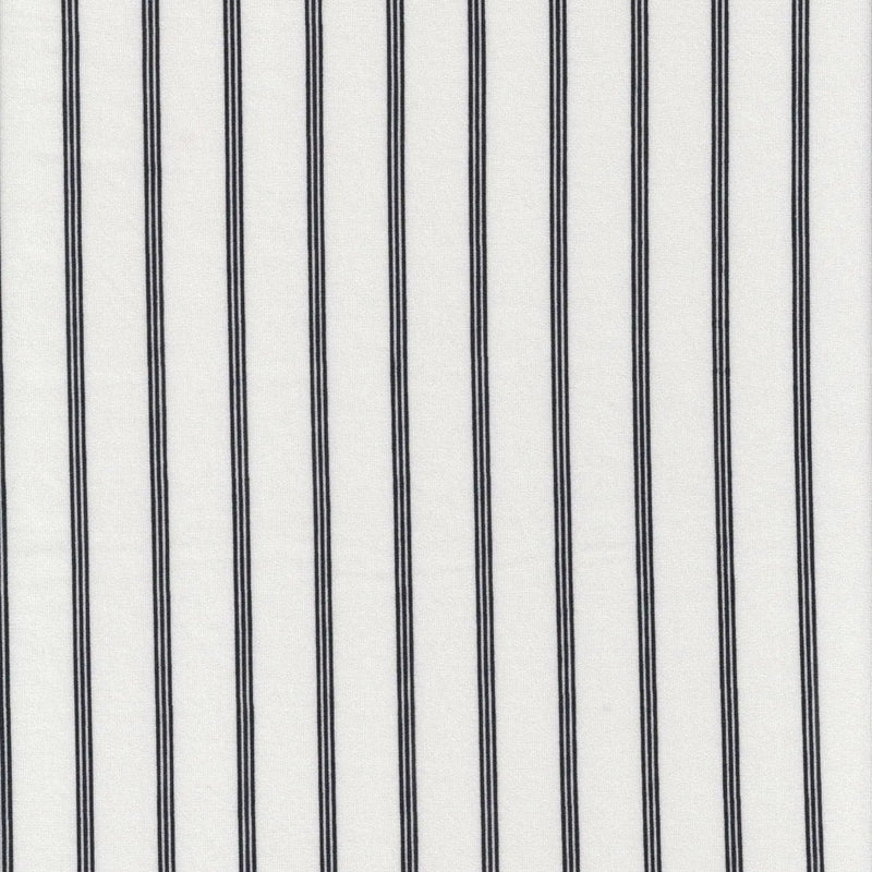 1 Yard Ivory Vertical Stripe Print DTY Knit Fabric 180 GSM, 58/60'' Wide Polyester Spandex Blend