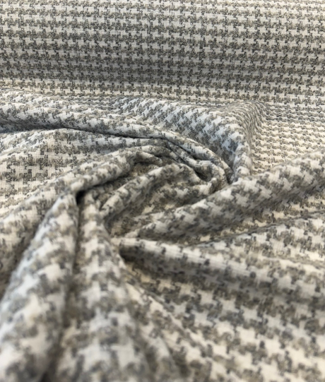 Lia Houndstooth Sterling Polyester Upholstery Fabric - Gray/White Houndstooth, 54" Width (1 Yard)