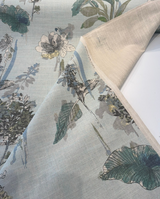 Free Hand Floral Glacier Linen Blend Fabric - Glacier, Mist Green, Spa Blue, Leaf Green, Floral, 55" Width (1 Yard)
