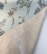 Free Hand Floral Glacier Linen Blend Fabric - Glacier, Mist Green, Spa Blue, Leaf Green, Floral, 55" Width (1 Yard)