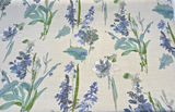 Free Hand Floral Atmosphere Printed Linen Blend Fabric - Spa Blue, Lime, Mint, Gray, Off White Floral Botanical Watercolor, 55" Width (1 Yard)