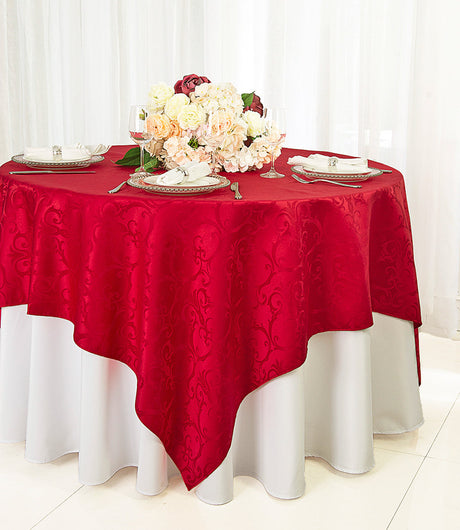 Square Polyester Table Overlay 72x72 Apple Red