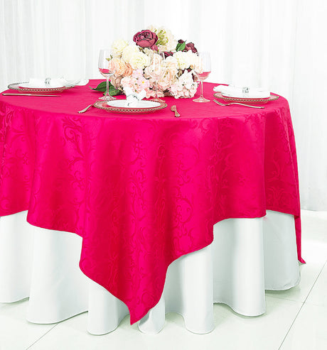 Square Polyester Table Overlay 72x72 Fuchsia