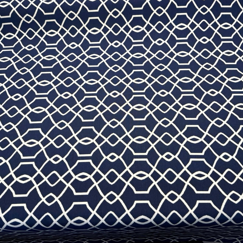 Sunbrella Folio Blue Navy 45741-0011 Sunbrella Acrylic Fabric - Blue Navy Geometric Reversible, 54" Width (1 Yard)
