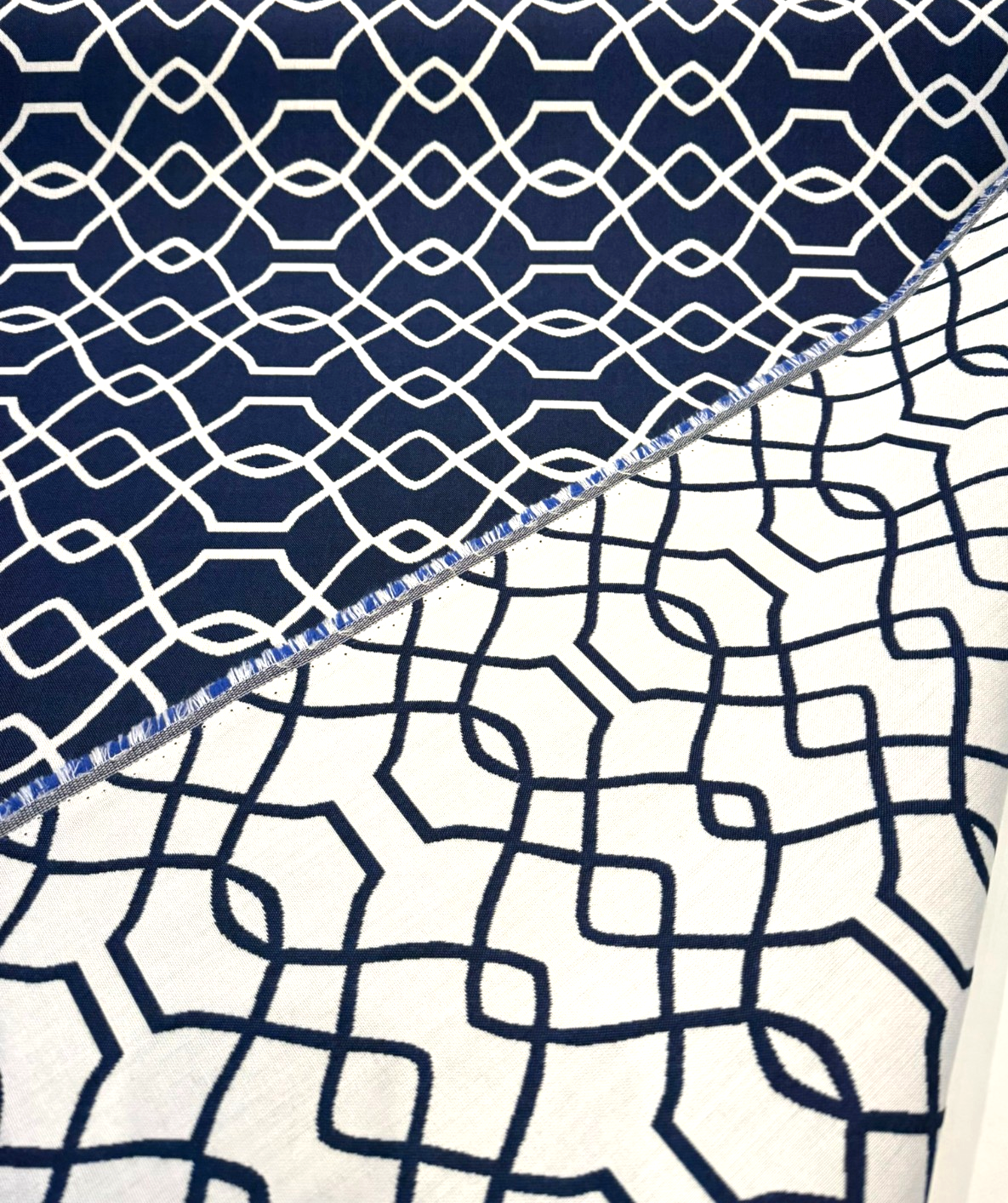 Sunbrella Folio Blue Navy 45741-0011 Sunbrella Acrylic Fabric - Blue Navy Geometric Reversible, 54" Width (1 Yard)