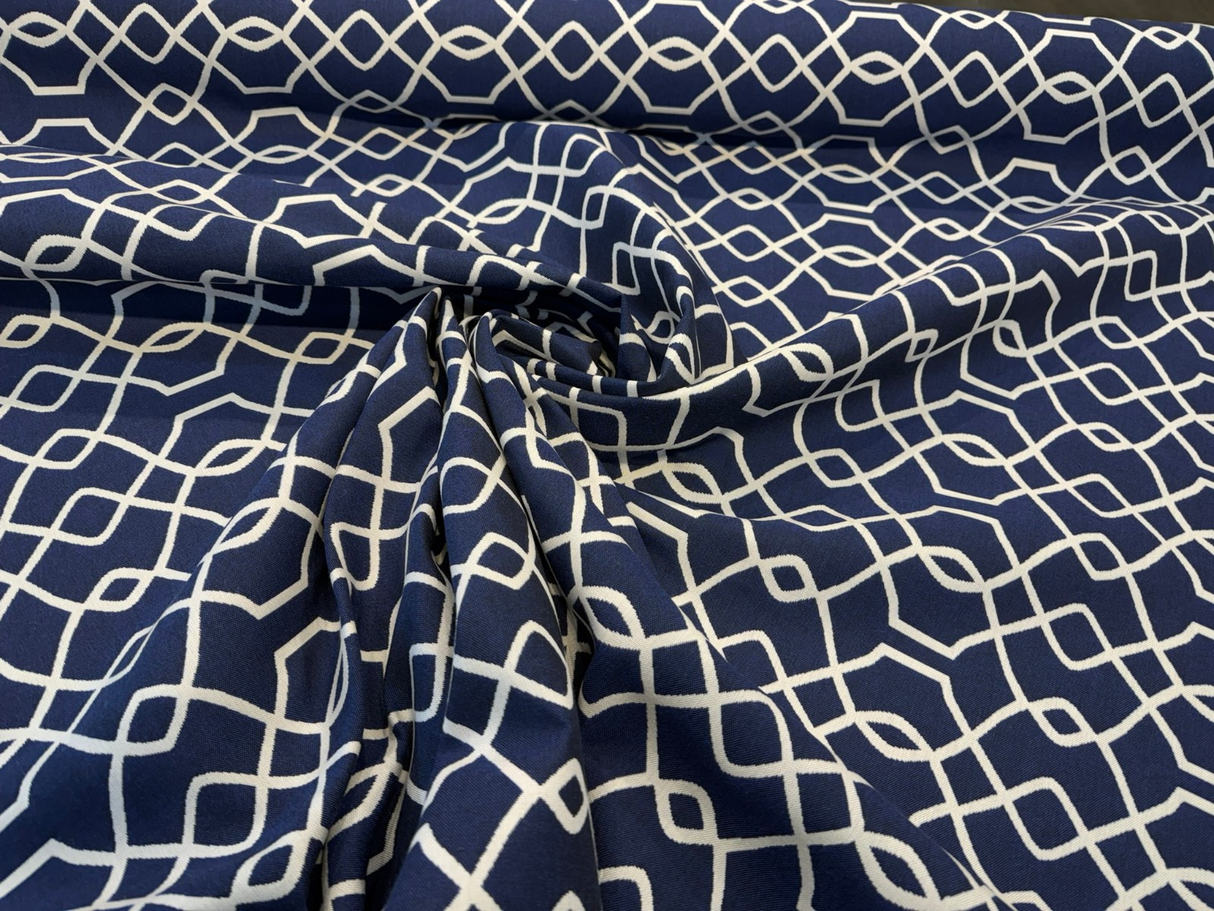 Sunbrella Folio Blue Navy 45741-0011 Sunbrella Acrylic Fabric - Blue Navy Geometric Reversible, 54" Width (1 Yard)