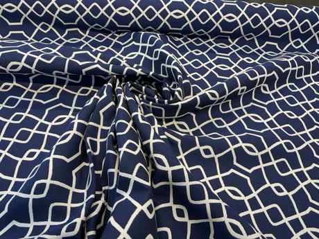 Sunbrella Folio Blue Navy 45741-0011 Sunbrella Acrylic Fabric - Blue Navy Geometric Reversible, 54" Width (1 Yard)