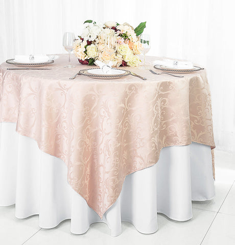 Square Polyester Table Overlay 72x72 Blush Pink