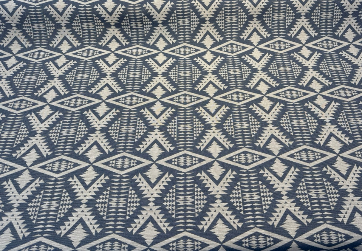 Sunbrella Diamond River Tonal Indigo Pendleton Acrylic Fabric - Indigo Geometric Lodge Pattern, 54" Width (1 Yard)