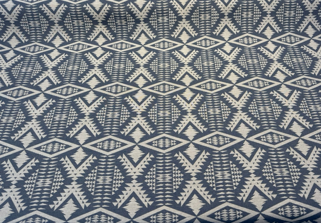 Sunbrella Diamond River Tonal Indigo Pendleton Acrylic Fabric - Indigo Geometric Lodge Pattern, 54" Width (1 Yard)