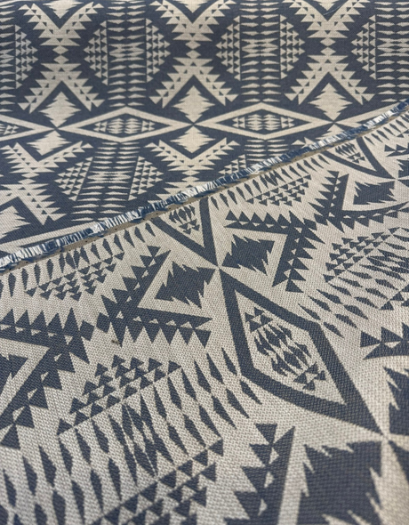Sunbrella Diamond River Tonal Indigo Pendleton Acrylic Fabric - Indigo Geometric Lodge Pattern, 54" Width (1 Yard)