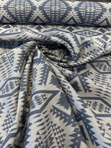 Sunbrella Diamond River Tonal Indigo Pendleton Acrylic Fabric - Indigo Geometric Lodge Pattern, 54" Width (1 Yard)