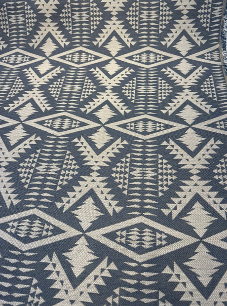 Sunbrella Diamond River Tonal Indigo Pendleton Acrylic Fabric - Indigo Geometric Lodge Pattern, 54" Width (1 Yard)